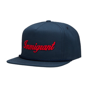 "Immigrant" OG Classic Flat-Bill Snapback - Navy/Red