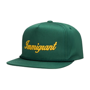 "Immigrant" OG Classic Flat-Bill Snapback- Green/Gold