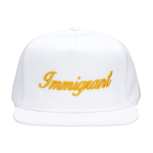 "Immigrant" OG Classic Flat-Bill Snapback - White/Gold