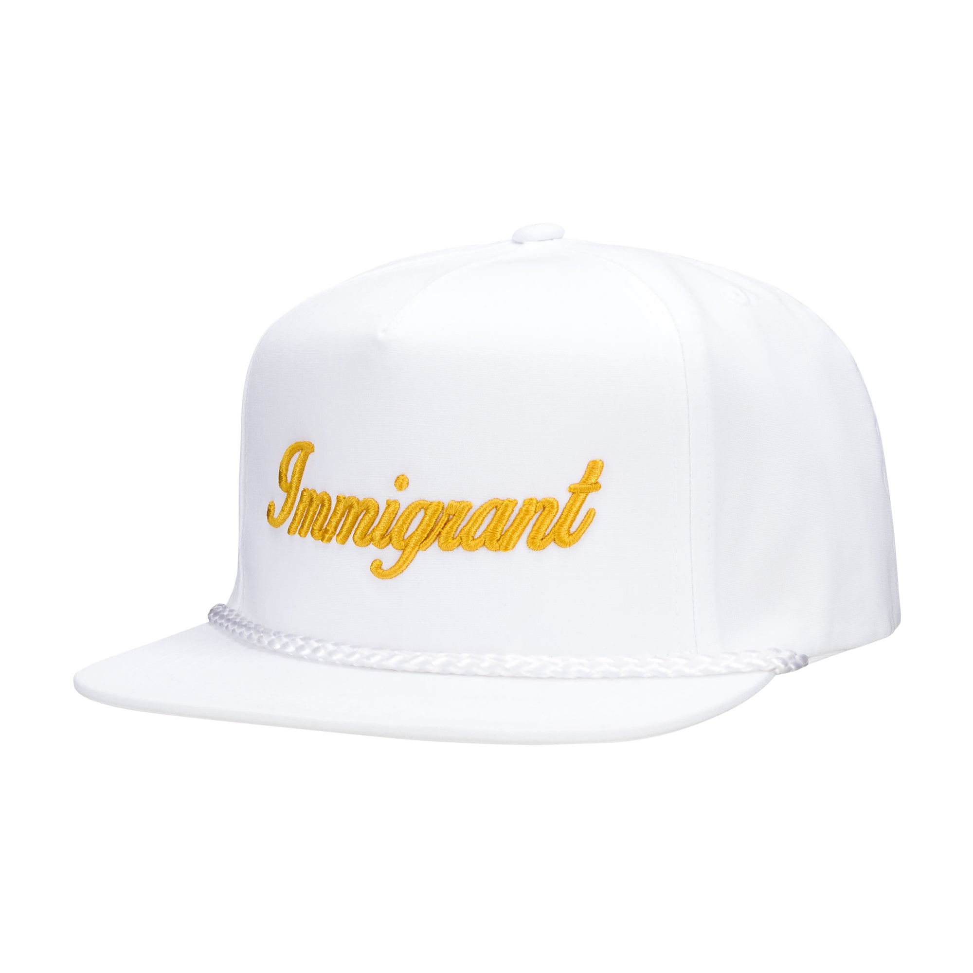 "Immigrant" OG Classic Flat-Bill Snapback - White/Gold