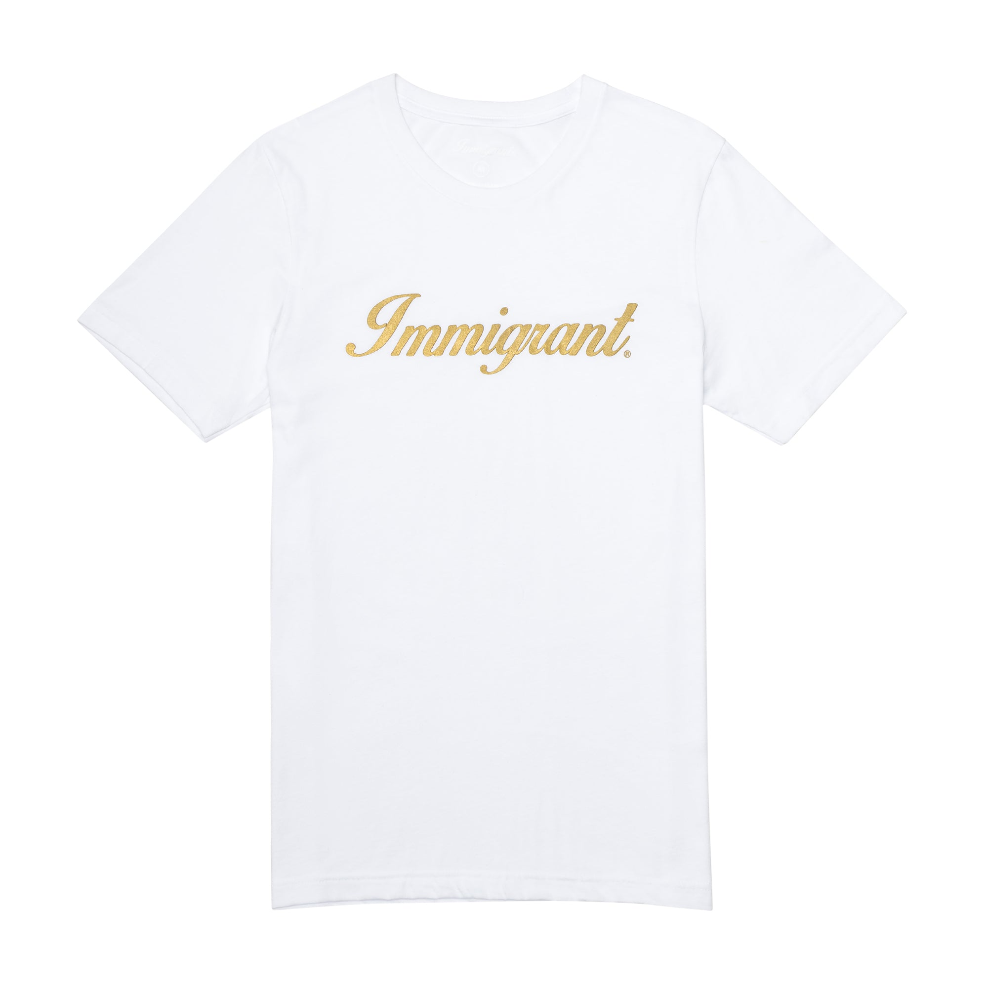 "Immigrant" Unisex Crewneck T-Shirt - White/Gold