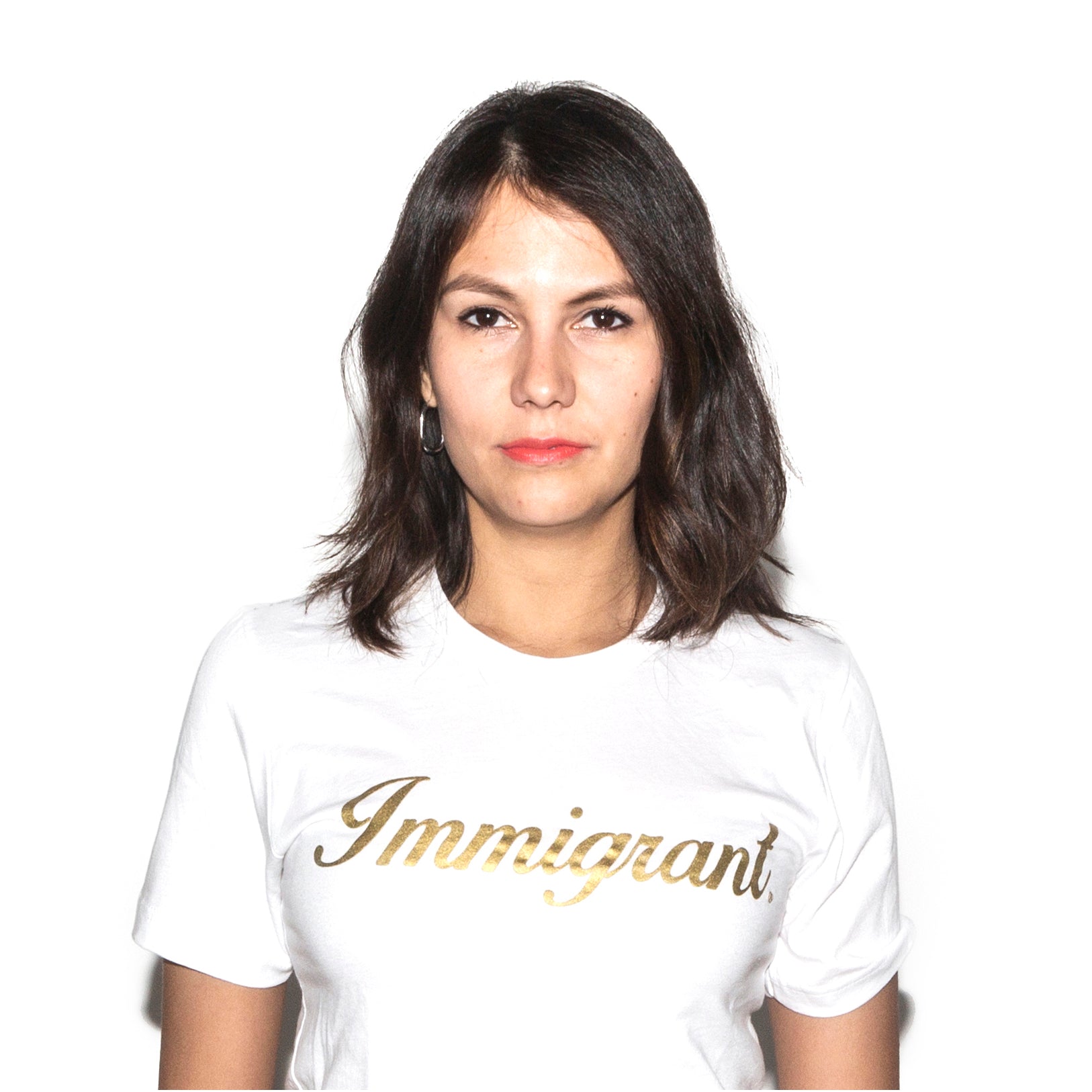 "Immigrant" Unisex Crewneck T-Shirt - White/Gold