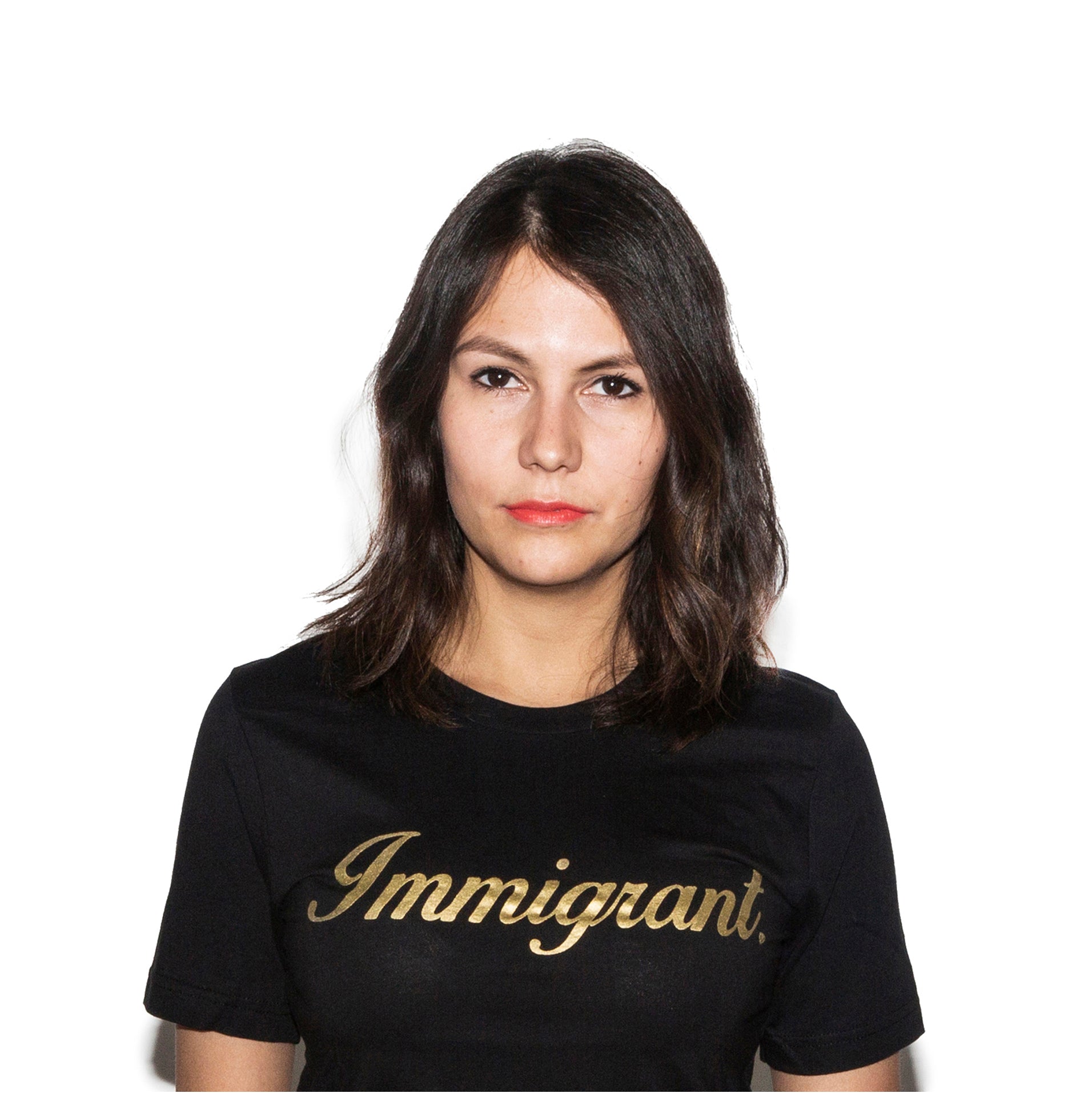 "Immigrant" Unisex Crewneck T-Shirt - Black/Gold