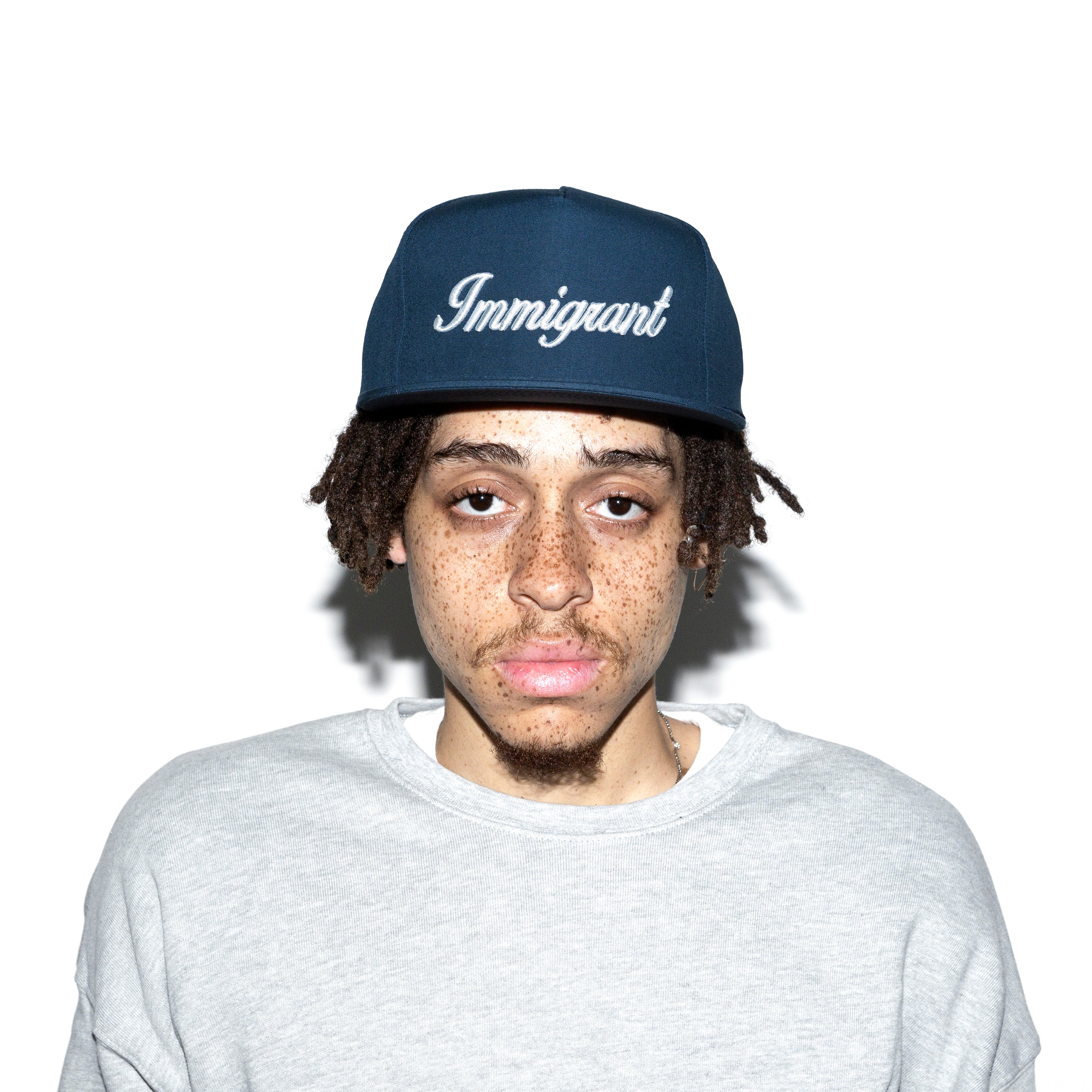 "Immigrant" OG Classic Flat-Bill Snapback - Navy/White