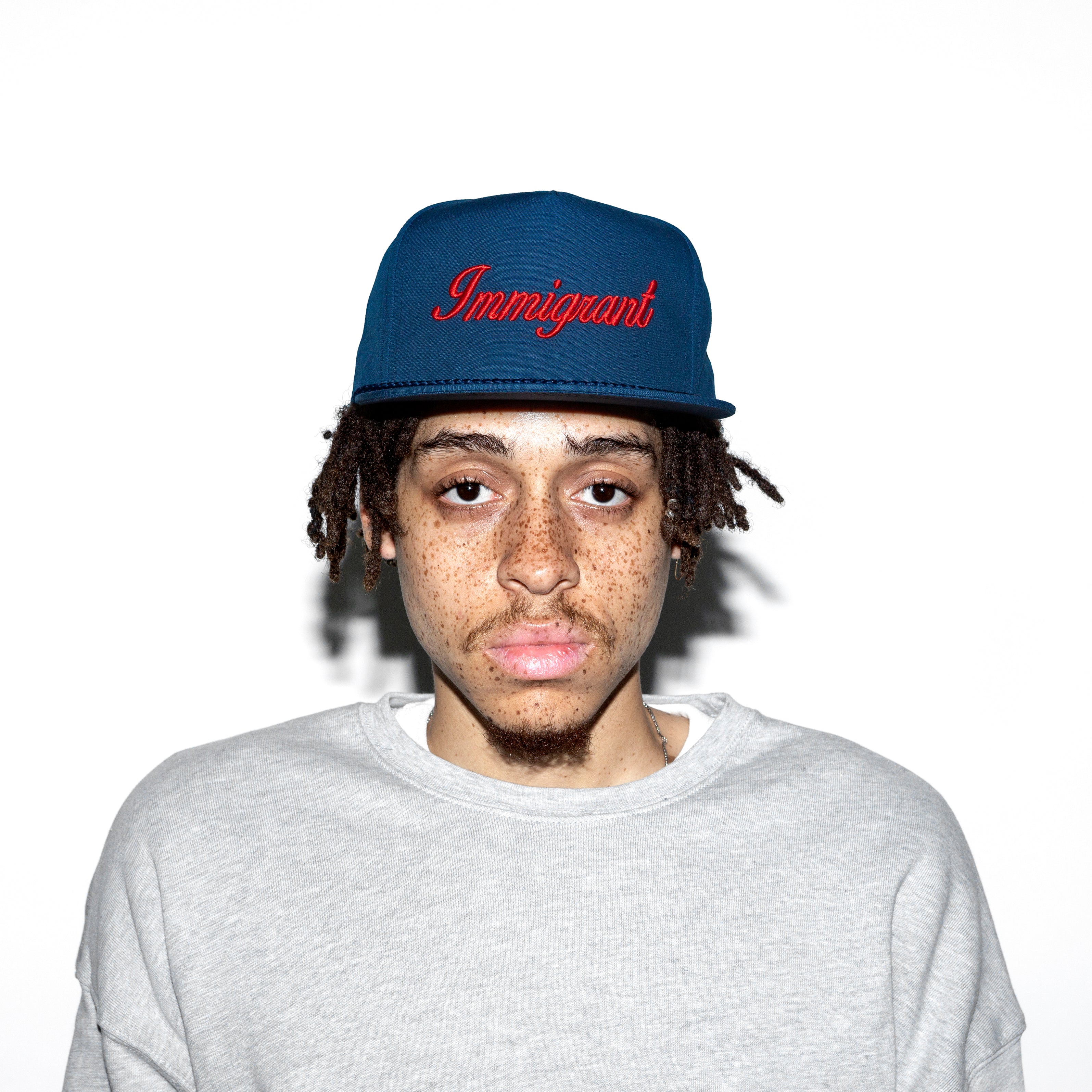 "Immigrant" OG Classic Flat-Bill Snapback - Navy/Red