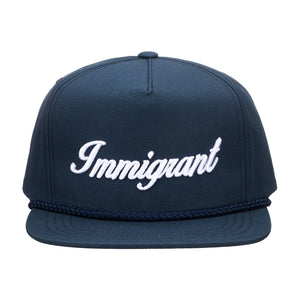 "Immigrant" OG Classic Flat-Bill Snapback - Navy/White