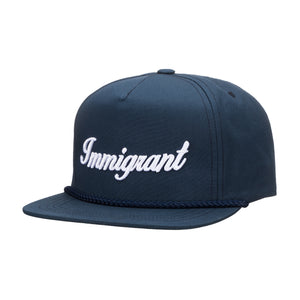 "Immigrant" OG Classic Flat-Bill Snapback - Navy/White